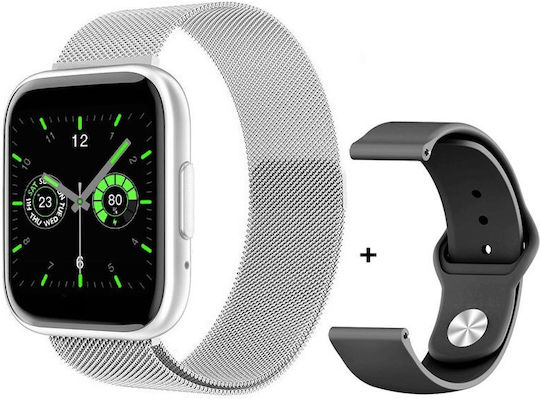 TrendFIT Aluminium Smartwatch mit Pulsmesser (Silber)