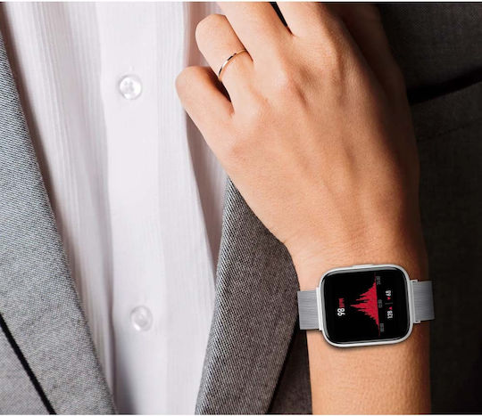 TrendFIT Aluminium Smartwatch mit Pulsmesser (Silber)