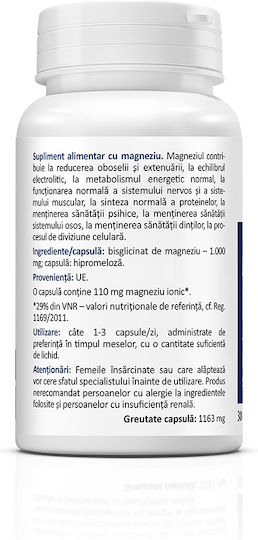 Zenyth Magneziu Bisglicinat 1000mg 30 Capsule Energy
