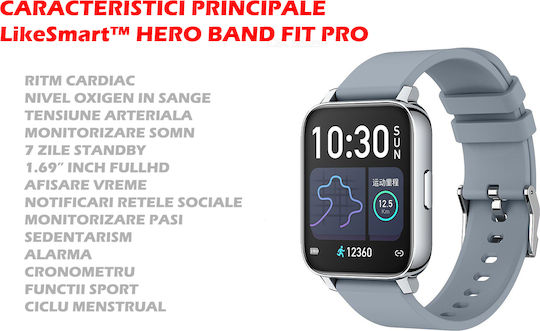 Hero Band FiT Aluminium Smartwatch with Heart Rate Monitor (Lunar Grey)