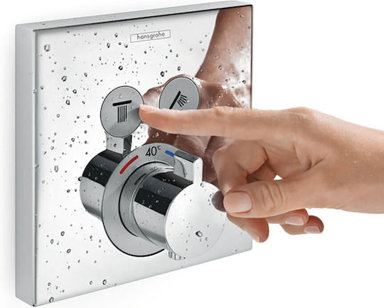 Hansgrohe Built-in Mixer, Hand Shower & Shower Head Set for Shower 2 Exits Silver