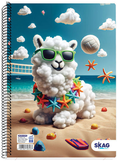 Skag Notizbuch mit Heftklammern, gestreift 17x25 40 Blatt Neon Kidz 303224