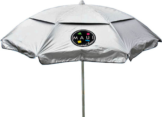 Maui & Sons 32mm Black Black Folding Beach Umbrella Aluminum Diameter 1.9m with UV Protection and Air Vent Black