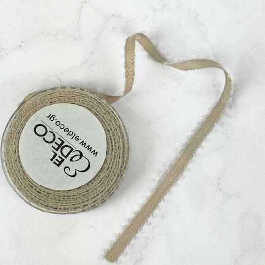 Herringbone Cotton Ribbon 12mmx9m Beige