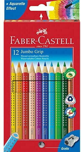 Faber-Castell Jumbo Grip colored pencils Colored Pencil Set + Gift Sharpener Package of 1 packages