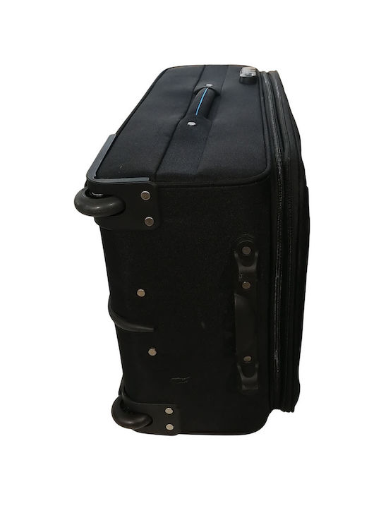 Bartuggi 722-107 Large Fabric Travel Suitcase Black with 2 Wheels Height 74cm