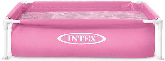 Intex Mini Frame Piscină Pentru Copii Pătrată 342lt Cu Cadru Metalic 122x122x30cm Roz