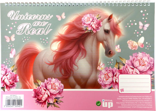 Back Me Up Drawing Pad A4 Spiral 30 Sheets Butterfly Unicorn #357-25417
