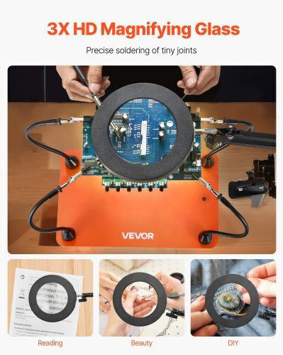 Vevor Magnetic Helping Hands Soldering Station 3x Led Magnifying Lamp 4 Arms