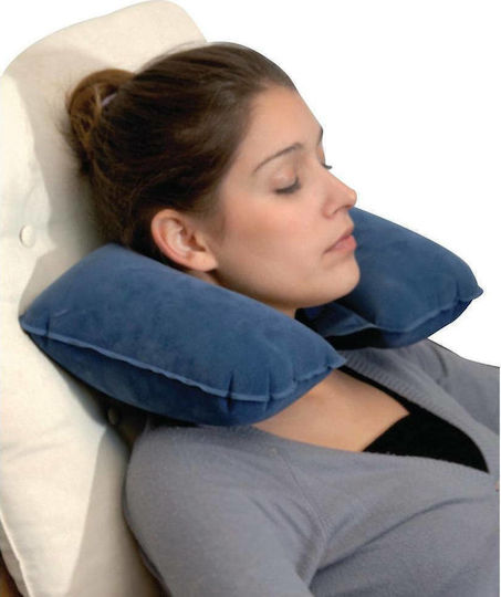 Behrend Inflatable Travel Pillow Travel Set Pillow with Carrying Case Blue