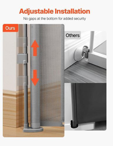 Vevor Retractable Baby Gate 870 Mm Tall Extend To 1400 Mm Wide Kids Pets Gray