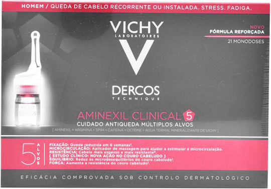 Vichy Dercos Aminexil Clinical 5 Hair Ampoules Against Hair Loss for Men 21x6ml