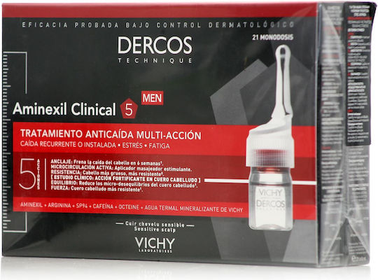 Vichy Dercos Aminexil Clinical 5 Hair Ampoules Against Hair Loss for Men 21x6ml