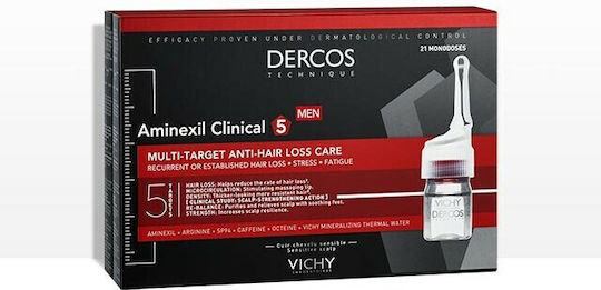 Vichy Dercos Aminexil Clinical 5 Hair Ampoules Against Hair Loss for Men 21x6ml