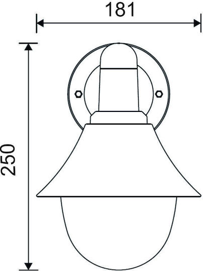 Adeleq Lumină de exterior cu abajur montată pe perete E27 IP44 25x18.1x23.2εκ.
