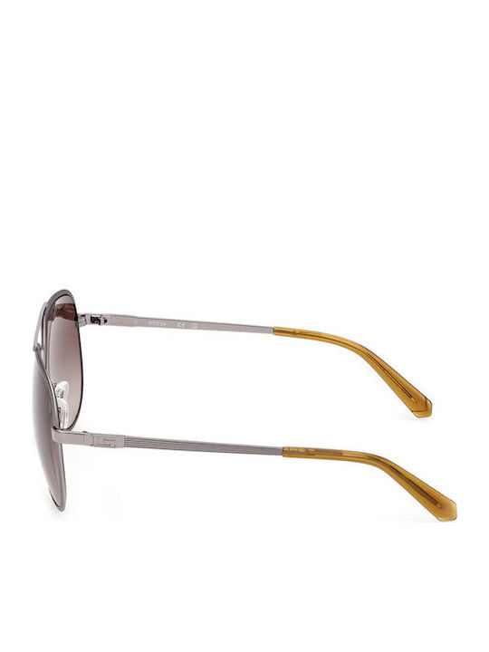 Guess Unisex Sonnenbrillen mit Silbernem Metallrahmen und Braunen Verlaufsfarben Gläsern GU0020909F