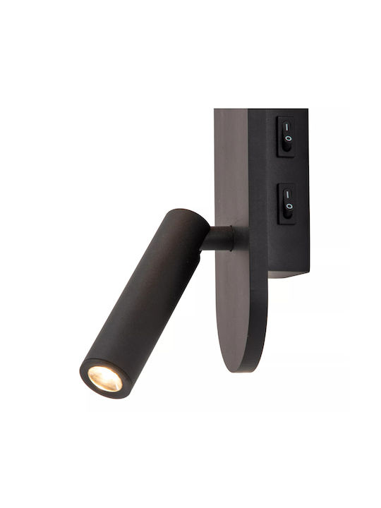 Lucide Lightning Φωτιστικό Τοίχου με Ενσωματωμένο LED και Θερμό Λευκό Φως Μαύρο