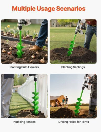 Vevor Auger Drill Bit 3.94 X 31.1 In Earth Spiral Post Hole Digger Planter Tool