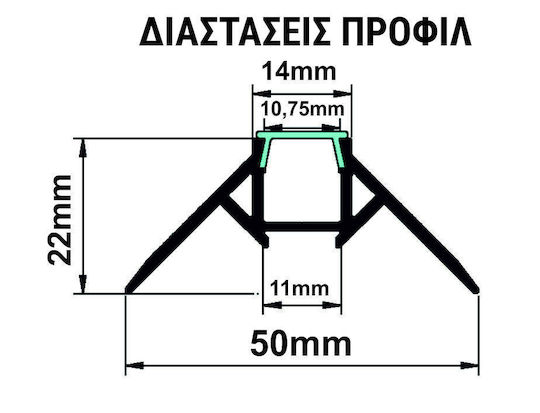 Adeleq Încastrat Profil din Aluminiu pentru Bandă LED pentru Gips-carton 200x5x2.2cm.