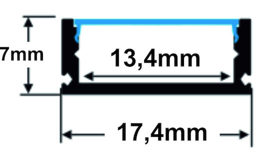 Adeleq Εξωτερικό Προφίλ Αλουμινίου Ταινίας LED 200x1.7x0.7εκ.