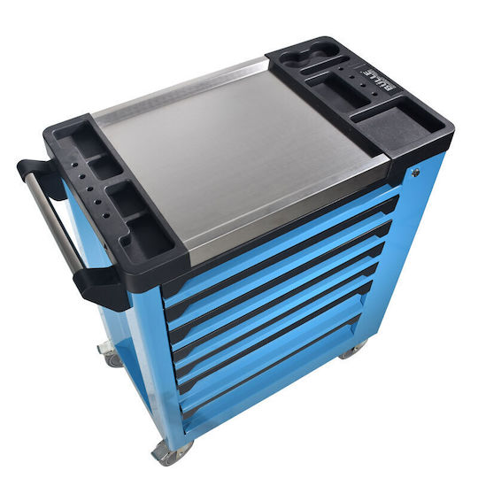 Bulle Wheeled Metallic Tool Carrier with 7 Drawers and Cabinet W75.6xD46xH97.5cm