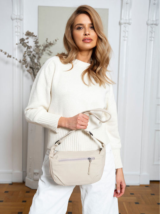 Stoff Damen Shopper Tasche Beige