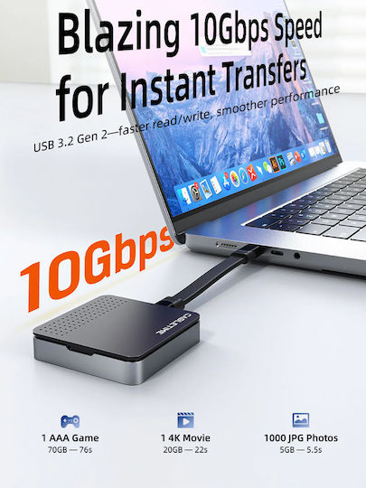 Cabletime Case for Hard Drive M.2 SATA III with Connection Type-C Gray