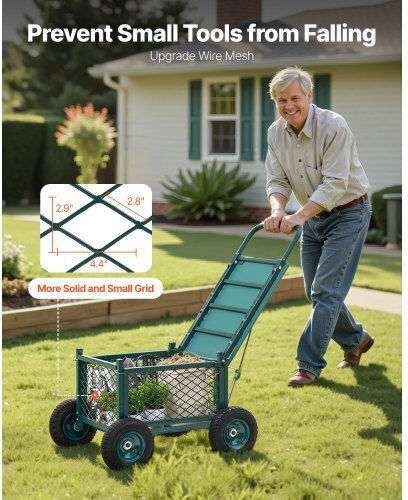 Garden Cart Four-wheel with Maximum Load Weight 181kg