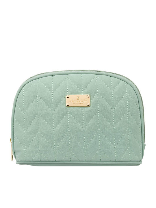 Praktische Damen-Make-up-Tasche In Grün Mit Fischgrätenmuster Peterson