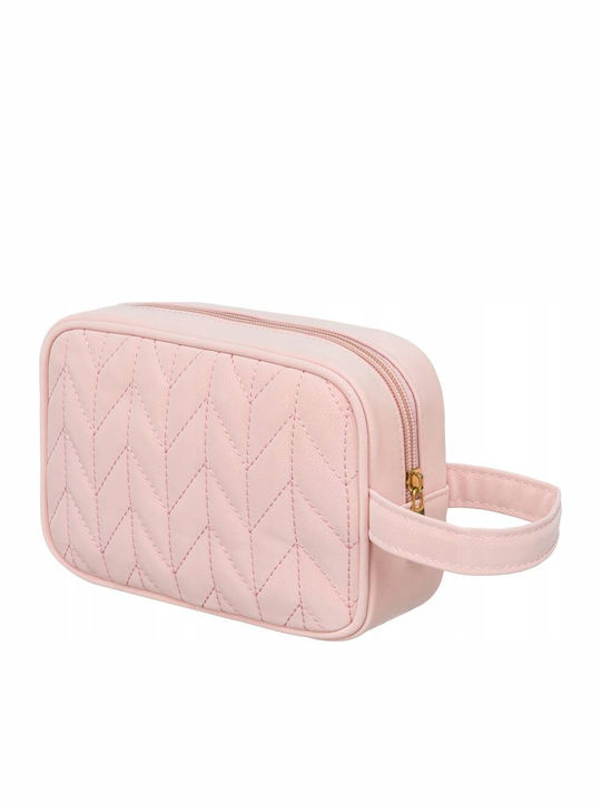 Pink Travel Makeup Bag Made Eco Leather Wrist Strap Peterson