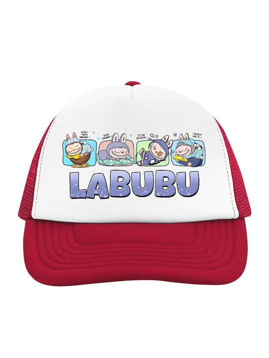 Labubu Adult Soft Trucker Cap Mesh Red White Polyester Unisex One Size