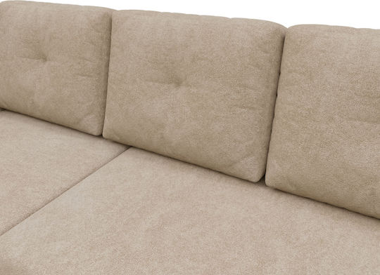 Alphab2b Corner Couch Bed with Reversible Angle and Storage Space Beige 241x147x94 cm