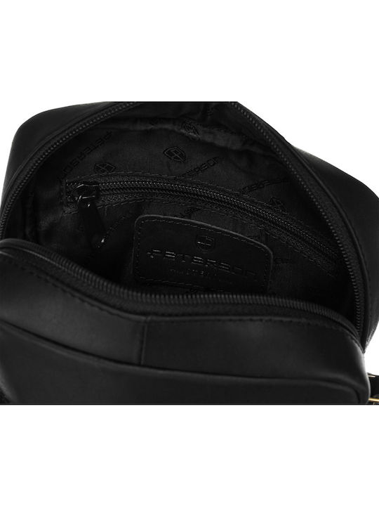 Leder Herrentasche Schulter / Crossbody Schwarz