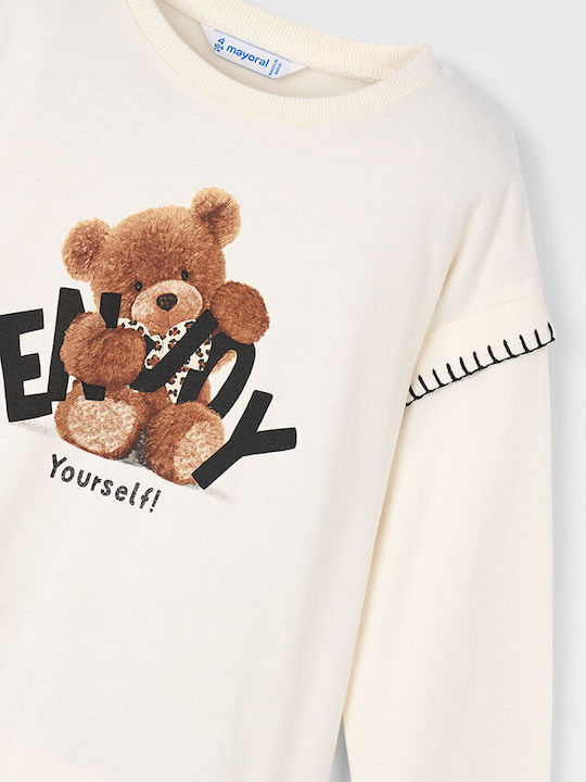 Bluză pentru copii Cu mânecă lungă Albă Bear