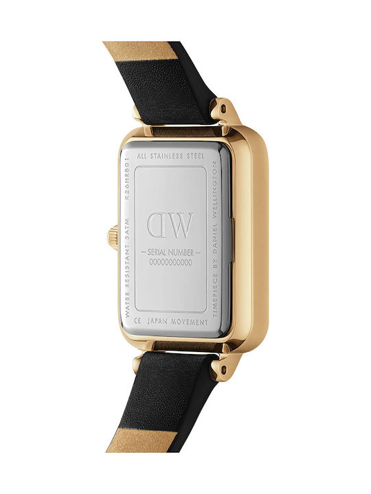 Daniel Wellington Quadro Pressed Sheffield Дамски Часовник 20мм На Батерия С Черна Кожена Каишка