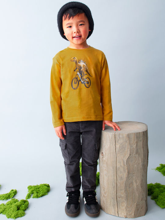 Kids' Shirt Long Sleeve Mustard Dino