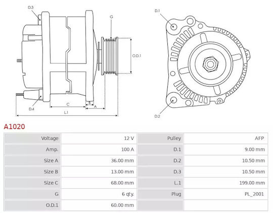 Alternator Astra Corsa Zafira 1.7cdti