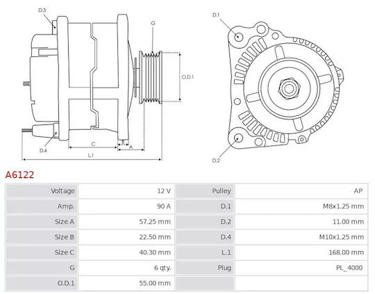 Alternator Avensis 1.6 1.8