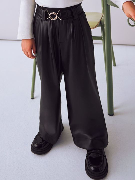 Kids' Leather Pants Black