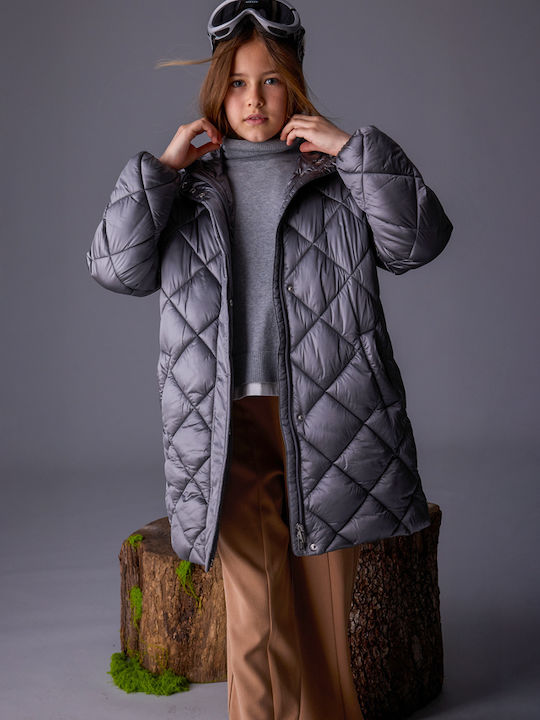 Kinder Freizeitjacke Lang mit Kapuze Anthracite