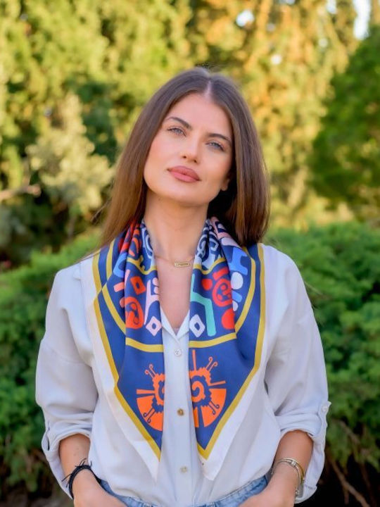 Kalfas Luxury Silk Γυναικείο Μεταξωτό Φουλάρι Πολύχρωμο