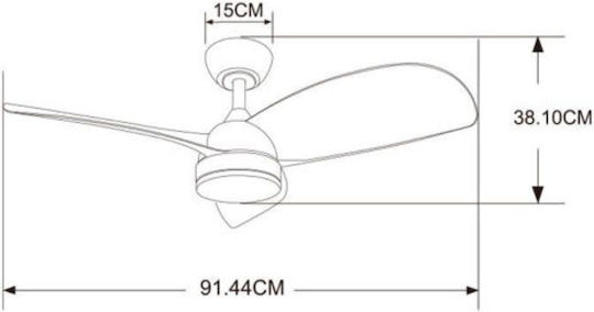 Primo PRCF-80661 Ανεμιστήρας Οροφής 91.44cm με Φως Καφέ / Λευκός