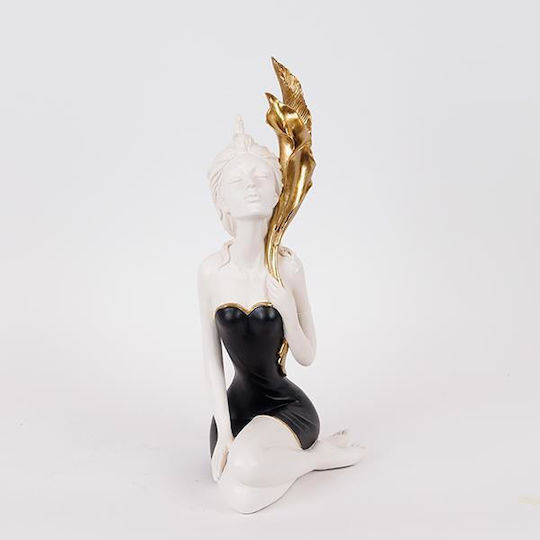 Tischdekoskulptur Frau Blume Schwarz-Weiß-Gold 15x11x43cm 14063 752-27196