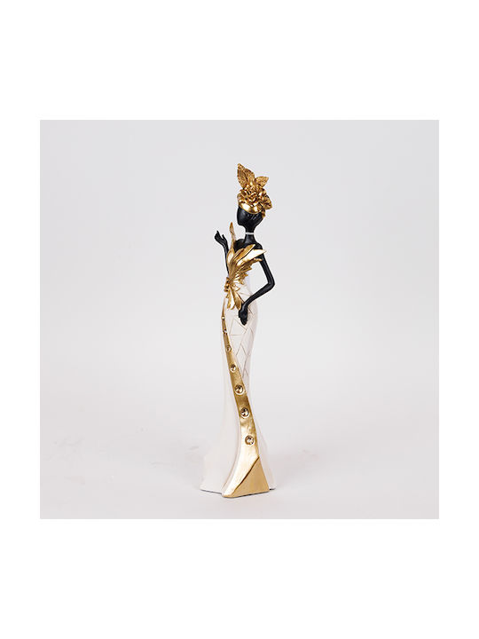 Table Decorative Figure Woman White & Gold 10x9x41cm 14073 752-27206