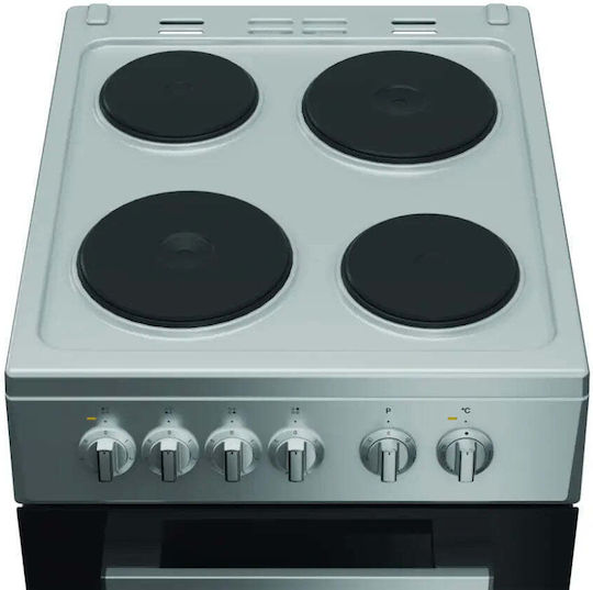 Indesit Κουζίνα 55lt με Εμαγιέ Εστίες Π50εκ. Inox