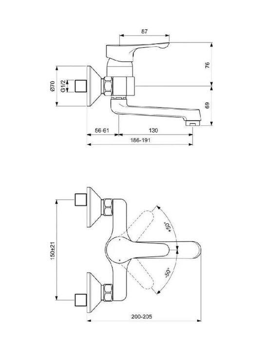 Ideal Standard Μπαταρία Κουζίνας Τοίχου
