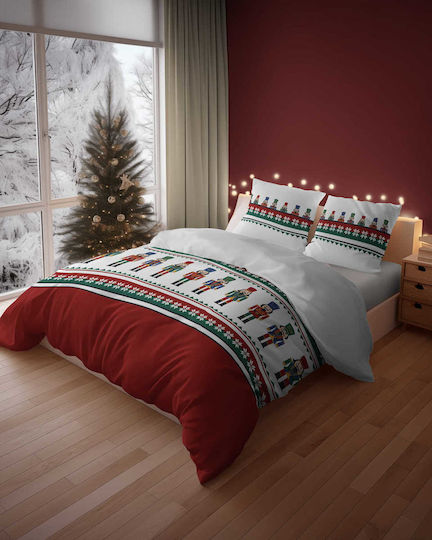 Detexpol Set Huse Pentru Pilote 100% Bumbac 220x200cm Superdublu Cu 2 Fețe De Pernă Roșii