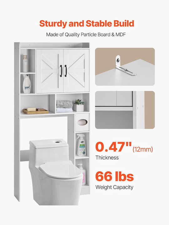 Vevor Floor Bathroom Shelf Wooden White