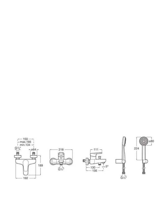 Roca Mischung Bade- / Duscharmatur Badewanne Komplettes Set