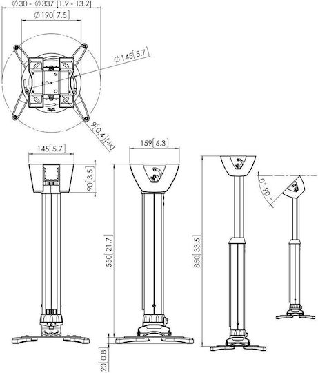 Vogel's Βάση Projector Οροφής με Μέγιστο Φορτίο 15kg Λευκή